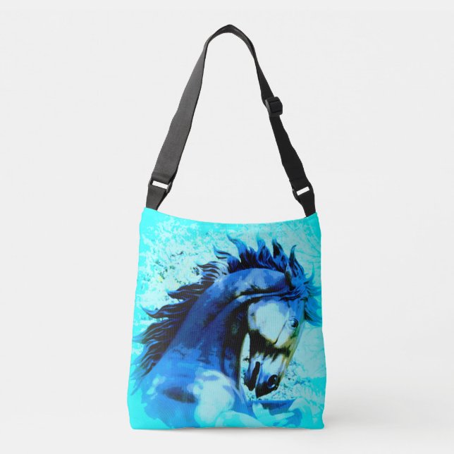 Bolso Cruzado azul salvaje del semental del mustango (Anverso)