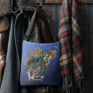 Bolso Cruzado Azul verde de tortuga marina