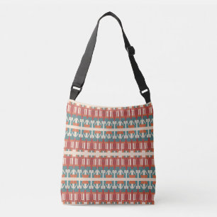 Bolso Cruzado Azul verdoso Rojo oscuro Naranja Beige Filas medit