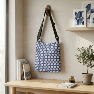 Bolso Cruzado Azulejo Patrón Estrella Geométrica Marroquí Azul M