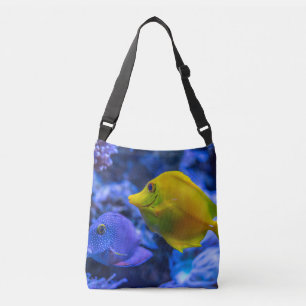 Bolso Cruzado Azules Y Amarillos De Dos Bonitos Peces