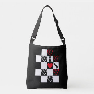 Bolso Cruzado B&W de Chessboard Heart Día de San Valentín