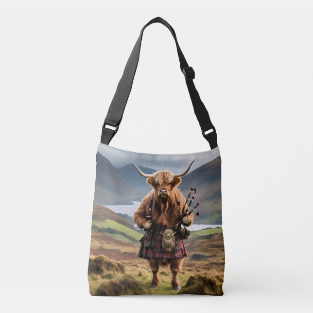 Bolso Cruzado Bagpiper de vaca de la región montañosa de Escocia (Anverso)