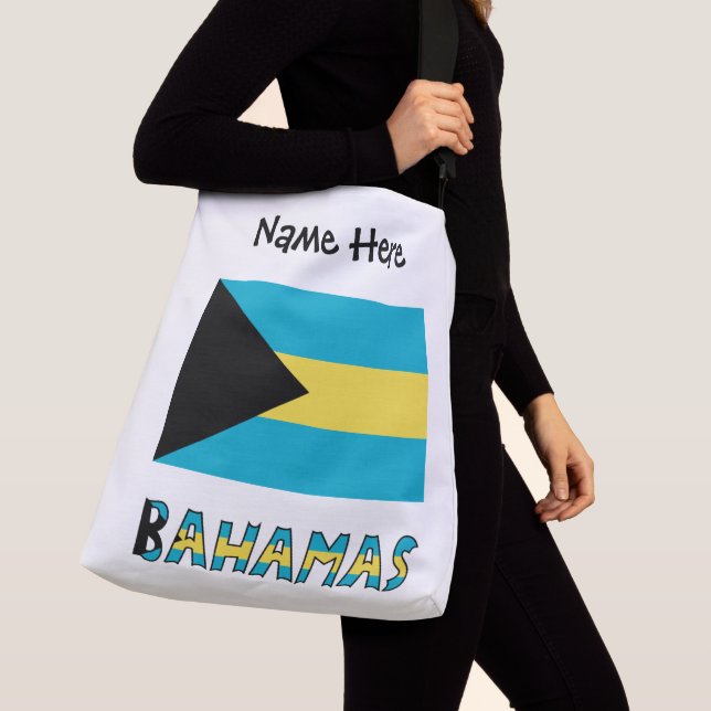 Bolso Cruzado Bahamas y bandera bahameña con tu nombre (Detalle)