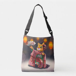 Bolso Cruzado Bailarina de gato japonesa con traje tradicional