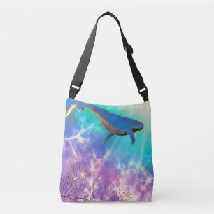 Bolso Cruzado Bajo La Acuarela Del Mar Azul De Ballena