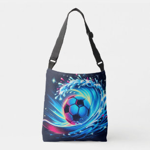 Bolso Cruzado Balón de fútbol de olas futurista océano surf