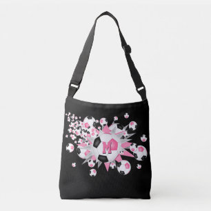 Bolso Cruzado Balones de fútbol negro rosa monogramados con estr
