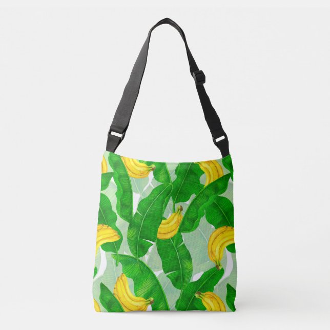 Bolso Cruzado Bananas y hojas diseño de acuarela (Anverso)