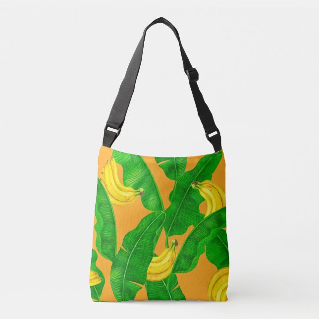 Bolso Cruzado Bananas y hojas diseño de acuarela (Anverso)