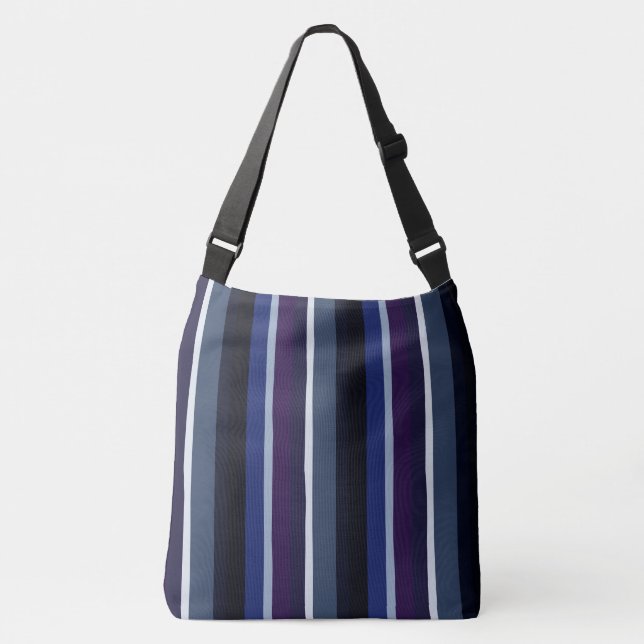 Bolso Cruzado Bandas abstractas azules y púrpuras (Anverso)