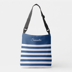 Bolso Cruzado Bandas anchas en azul y blanco o elige tus colores