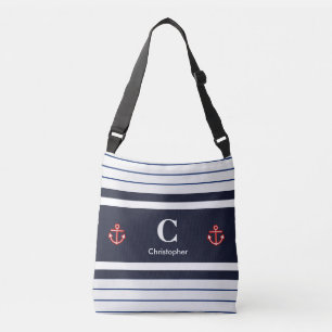 Bolso Cruzado Bandas blancas azules de la Marina Náutica