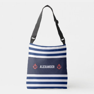 Bolso Cruzado Bandas blancas azules de la Marina Náutica
