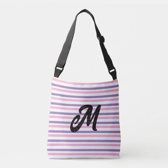 Bolso Cruzado Bandas blancas rosadas de lavanda monogramo (Anverso)