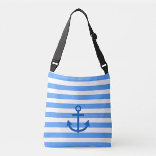 Bolso Cruzado Bandas de anclaje azul marino y blanco