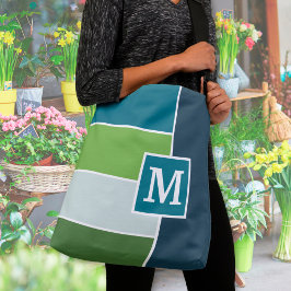 Bolso Cruzado Bandas grandes en azul y verde con monograma