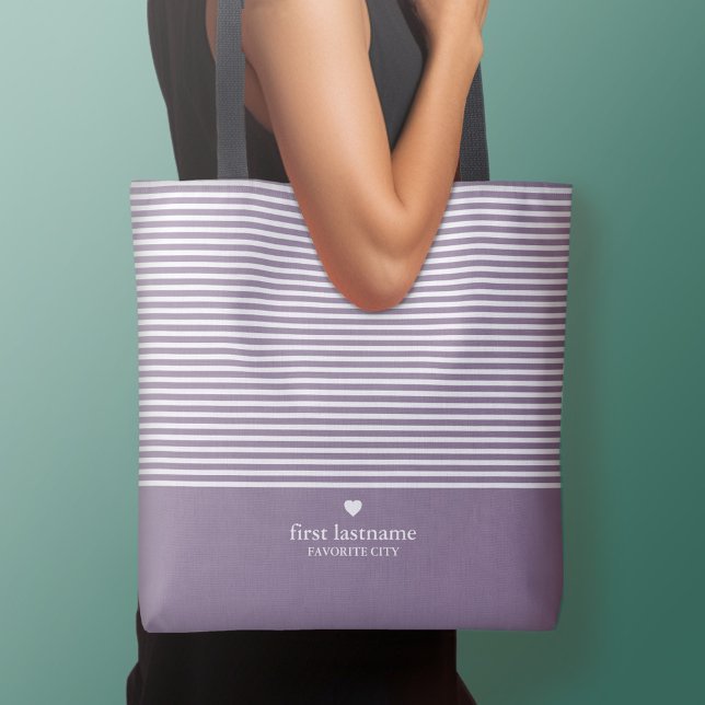 Bolso Cruzado Bandas modernas con monograma cardíaco de gama alt (Personalized tote bag - add your name or other text)