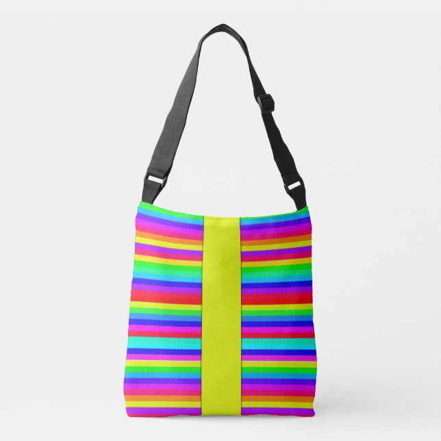 Bolso Cruzado Bandas Neon De Color Funky (Anverso)