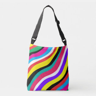 Bolso Cruzado Bandas onduladas Psicodélicas Multicolor