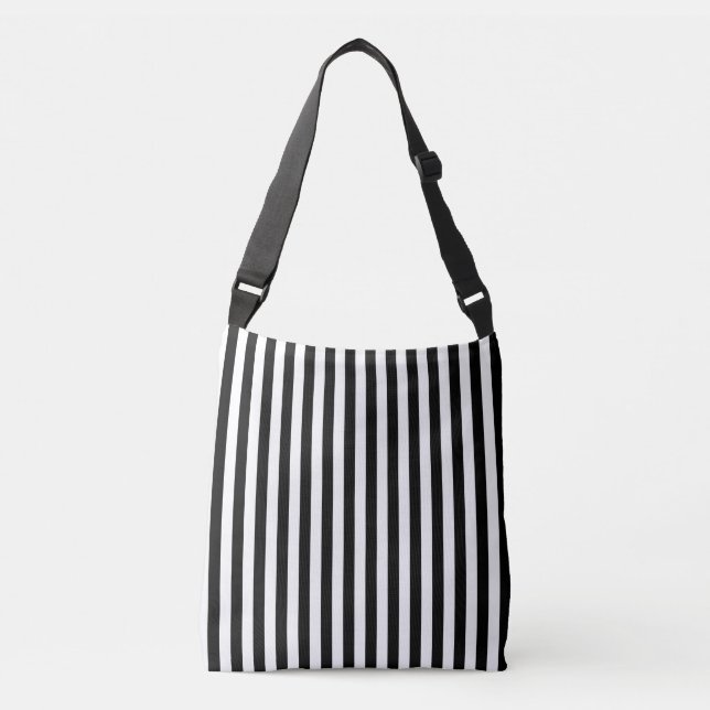 Bolso Cruzado Bandas verticales clásicas en blanco y negro (Anverso)