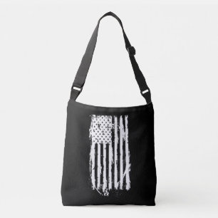 Bolso Cruzado Bandera Americana Distressed Blanca