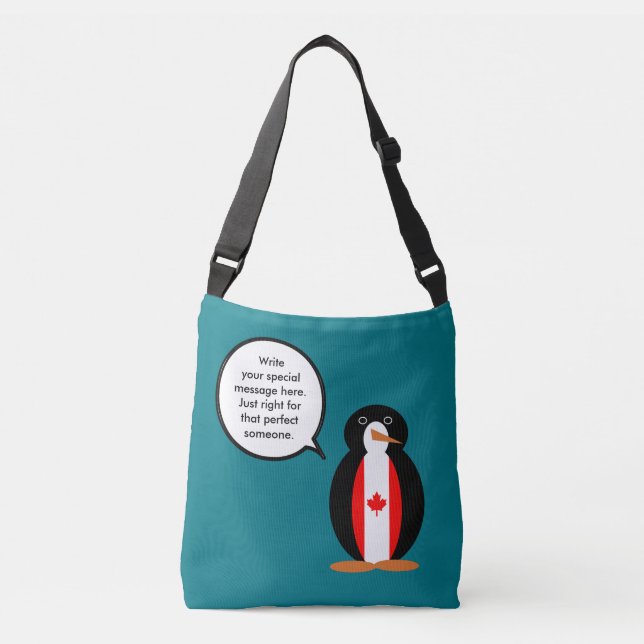 Bolso Cruzado Bandera canadiense hablando Sr. Penguin (Anverso)