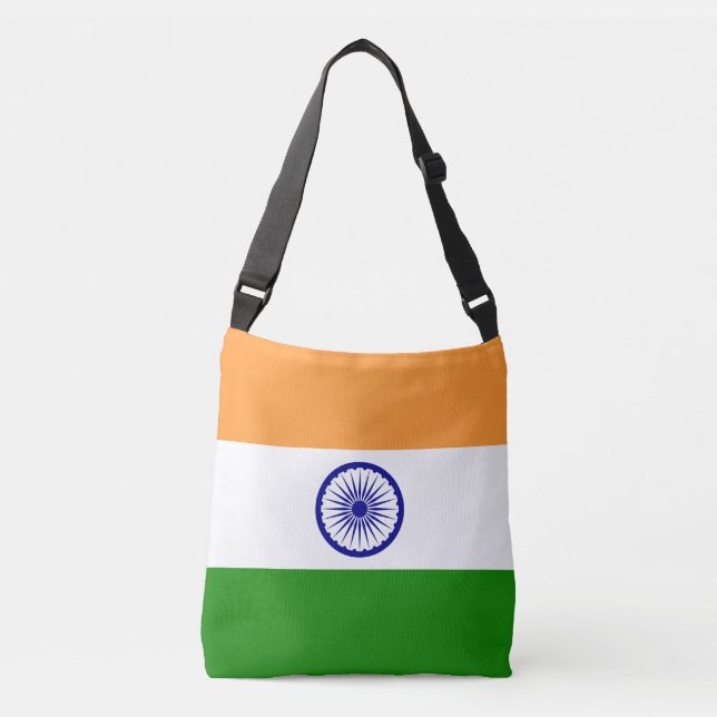 Bolso Cruzado Bandera colorida de la India (Anverso)