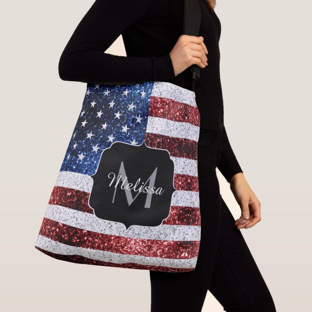 Bolso Cruzado bandera de los Estados Unidos azul rojo brillante  (Detalle)