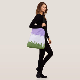 Bolso Cruzado Bandera de orgullo Genderqueer abstracta y zigzagu
