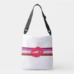 Bolso Cruzado Bandera de orgullo lesbiana con lápiz labial
