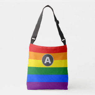 Bolso Cruzado Bandera del Orgullo Iris LGBTQ monogramada