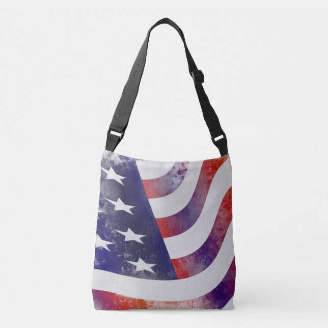 Bolso Cruzado Bandera norteamericana de Grunge (Anverso)