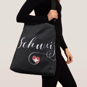 Bolso Cruzado Bandera suiza en un corazón, Schweiz, Suiza