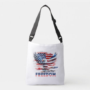 Bolso Cruzado Bandera y águila de los Estados Unidos. Libertad.