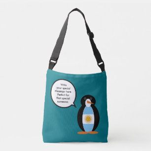 Bolso Cruzado Banderera Argentina Pingüino Personalizado Habland
