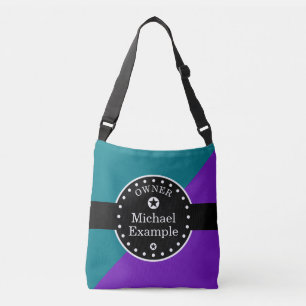 Bolso Cruzado Banner negro y rectángulos - morado + tus ideas