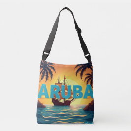 Bolso Cruzado barco de vela de Aruba al atardecer