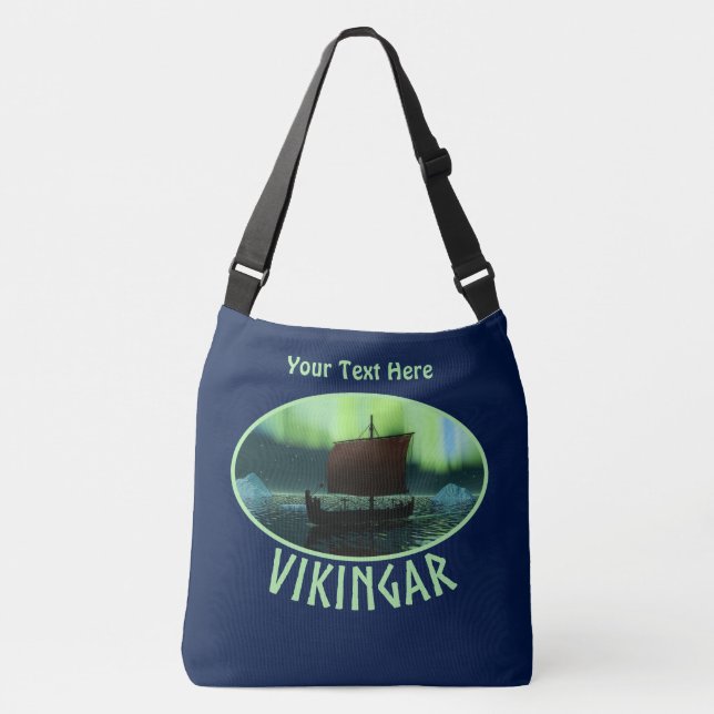 Bolso Cruzado Barco Viking Bajo Luces del Norte (Anverso)