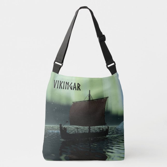 Bolso Cruzado Barco Viking Bajo Luces del Norte (Anverso)