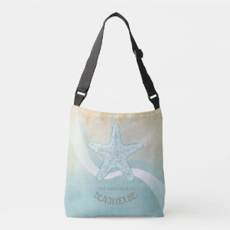 Bolso Cruzado Beach House Nautical Starfish Aqua Blue ID623
