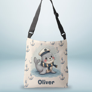 Bolso Cruzado Bebé Foca Adorable con Gorro y Bufanda de Marinero