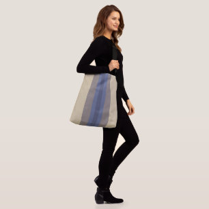 Bolso Cruzado Beige azul moderno a rayas