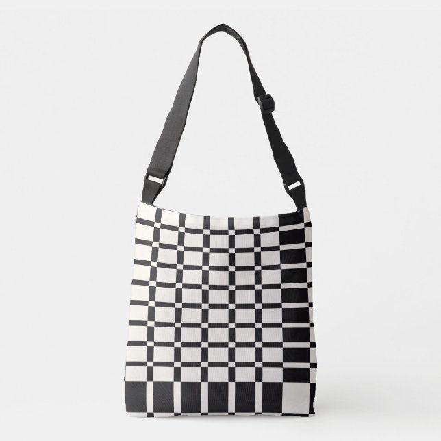 Bolso Cruzado Belleza a cuadros en blanco y negro (Anverso)