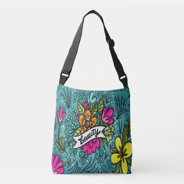 Bolso Cruzado Belleza de Cojín decorativo con flores (Anverso)