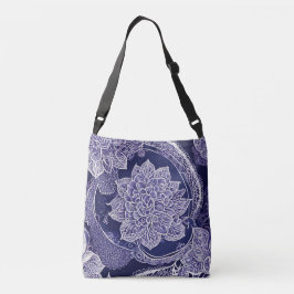 Bolso Cruzado Belleza floral azul arte de IA