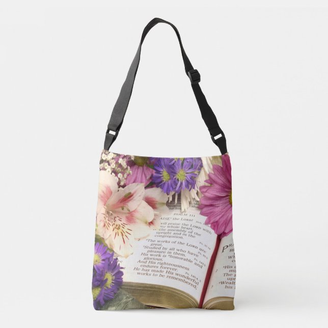 Bolso Cruzado Biblia floral Verse Crossbody Tote Bag Regalo (Reverso)