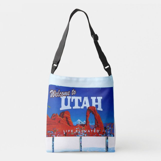 Bolso Cruzado Bienvenidos al Rótulo Utah (Reverso)