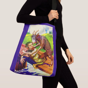 Bolso Cruzado billy goat gruff y troll print