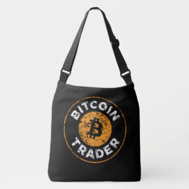 Bolso Cruzado Bitcoin Trader Grunge Text Circle contorno Negro